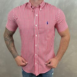 Camisa Manga Curta PRL Xadrez Vermelho - 30339 - DROPA AQUI