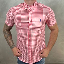 Camisa Manga Curta PRL Xadrez Vermelho - 30342 - DROPA AQUI