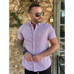 Camisa Manga Curta Xadrez PRL Fúcsia - 30384 - DROPA AQUI