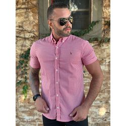 Camisa Manga Curta Xadrez PRL Vermelho - 30385 - DROPA AQUI