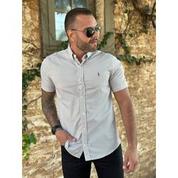 Camisa Manga Curta PRL Xadrez Bege - 30389 - DROPA AQUI