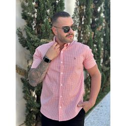 Camisa Manga Curta PRL Xadrez Laranja - 30396 - DROPA AQUI