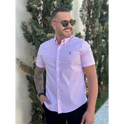 Camisa Manga Curta PRL Xadrez Rosa - 30401 - DROPA AQUI