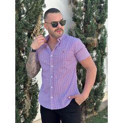 Camisa Manga Curta PRL Xadrez Fúcsia - 30403 - DROPA AQUI