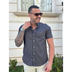 Camisa Manga Curta PRL Cinza - 30421 - REI DO ATACADO