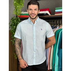 Camisa Manga Curta Linho PRL Azul. - 30439 - VITRINE SHOPS