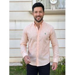 Camisa Manga Longa Linho PRL Laranja. - 40342. - VITRINE SHOPS