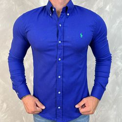 Camisa Manga Longa PRL Azul Bic - 40711 - REI DO ATACADO