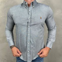 Camisa Manga Longa PRL Cinza - 40774 - DROPA AQUI