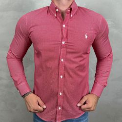 Camisa Manga Longa PRL Xadrez Vermelho - 40839 - BARAOMULTIMARCAS