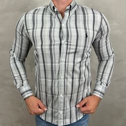 Camisa Manga longa PRL Xadrez Cinza - 40844 - BARAOMULTIMARCAS