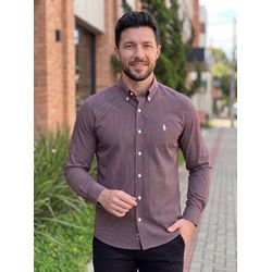 Camisa Manga Longa PRL Micro Xadrez Marrom. - 4084... - VITRINE SHOPS