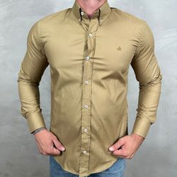 Camisa Manga Longa CK Caqui ⭐ - 40877 - DROPA AQUI