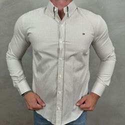 Camisa Manga Longa TH Xadrez Bege - 40912 - DROPA AQUI