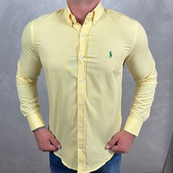 Camisa Manga Longa PRL Micro Xadrez Amarelo - 4099 - DROPA AQUI