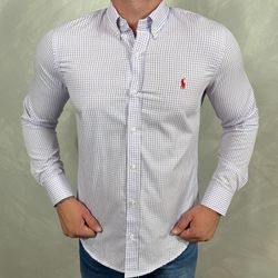 Camisa Manga Longa PRL Micro Xadrez Lilás - 40998 - DROPA AQUI