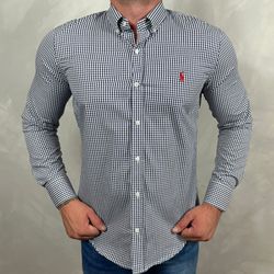 Camisa Manga Longa PRL Micro Xadrez Azul - 41002 - DROPA AQUI