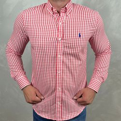 Camisa Manga Longa PRL Xadrez Vermelho - 41010 - DROPA AQUI