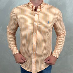 Camisa Manga Longa PRL Xadrez Laranja - 41012 - DROPA AQUI