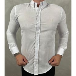 Camisa Manga Longa Linho PRL Branco - 41021 - DROPA AQUI