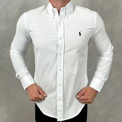 Camisa Manga Longa Linho PRL Branco - 41041 - DROPA AQUI