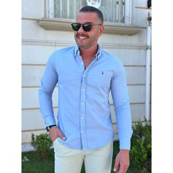 Camisa Manga Longa PRL Azul - 42090 - REI DO ATACADO