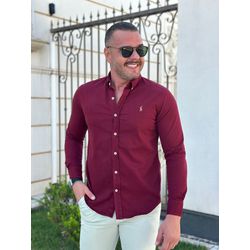 Camisa Manga Longa PRL Vinho - 43011 - REI DO ATACADO