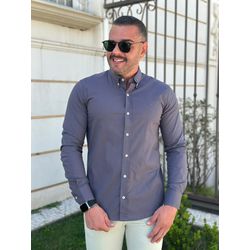 Camisa Manga Longa TH Cinza - 43020 - REI DO ATACADO