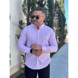 Camisa Manga Longa Xadrez PRL Rosa - 43050 - DROPA AQUI