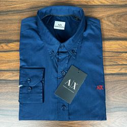 Camisa Manga Longa Armani Azul - 43055 - DROPA AQUI