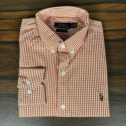 Camisa Manga Longa PRL Xadrez Laranja - 43155 - LOJA VIPIX