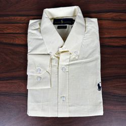 Camisa Manga Longa Linho PRL Amarelo. - 43174 - DROPA AQUI