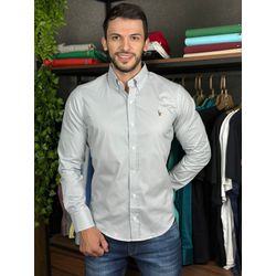 Camisa Manga Longa PRL Cinza Claro. - 43190 - DROPA AQUI