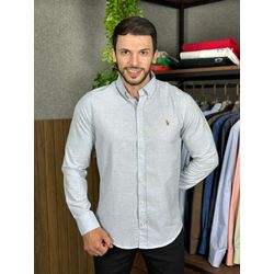 Camisa Manga Longa Linho PRL Azul. - 43207 - DROPA AQUI