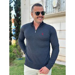 Suéter Zíper PRL Chumbo - 5943 - DROPA AQUI