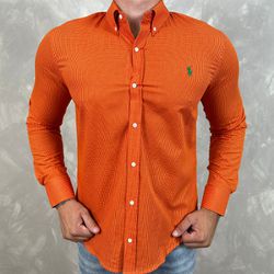 Camisa Manga Longa PRL Xadrez Laranja ⭐ - 40522 - LUKA IMPORTS