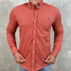 Camisa Manga Longa PRL Xadrez Laranja - 40545 - VITRINE SHOPS