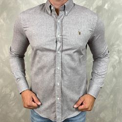 Camisa Manga Longa PRL Cinza Mescla - 40595 - VITRINE SHOPS