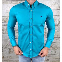 Camisa manga longa TH Azul Turquesa - 40243 - VITRINE SHOPS