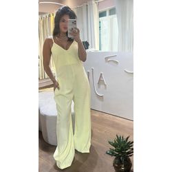 Macacão Pantalona Lívia Amarelo Pastel - Cajuá Franca