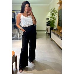 Calça Pantalona Alfaiataria Preta - Cajuá Franca