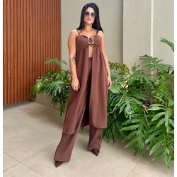 Conjunto Túnica e Calça Marrom - Cajuá Franca