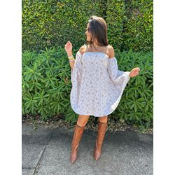Conjunto Bata e Shorts Plissado Ombro a Ombro Flor... - Cajuá Franca