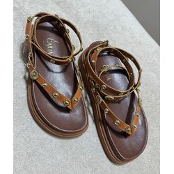 Sandália Flat Sol Dourado - Cajuá Franca