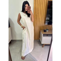 Vestido Longo Off White Minimalista - Cajuá Franca