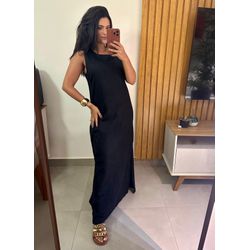 Vestido Longo Minimalista Preto - Cajuá Franca