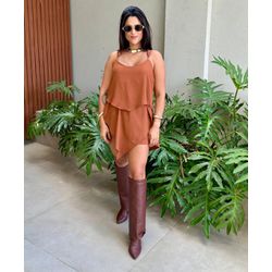 Vestido Assimétrico Caramelo Serena - Cajuá Franca