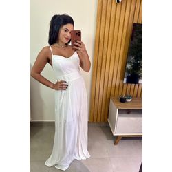 Vestido Longo Alça Fina Branco - Cajuá Franca