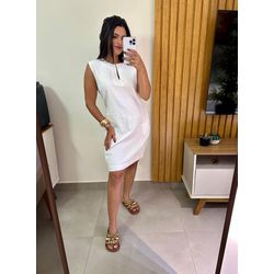 Vestido Branco Modelo Alfaiataria com Bolsos - Cajuá Franca