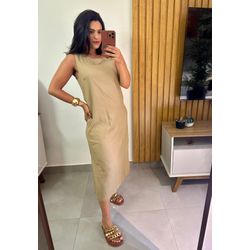 Vestido Midi Bege Minimalista - Cajuá Franca